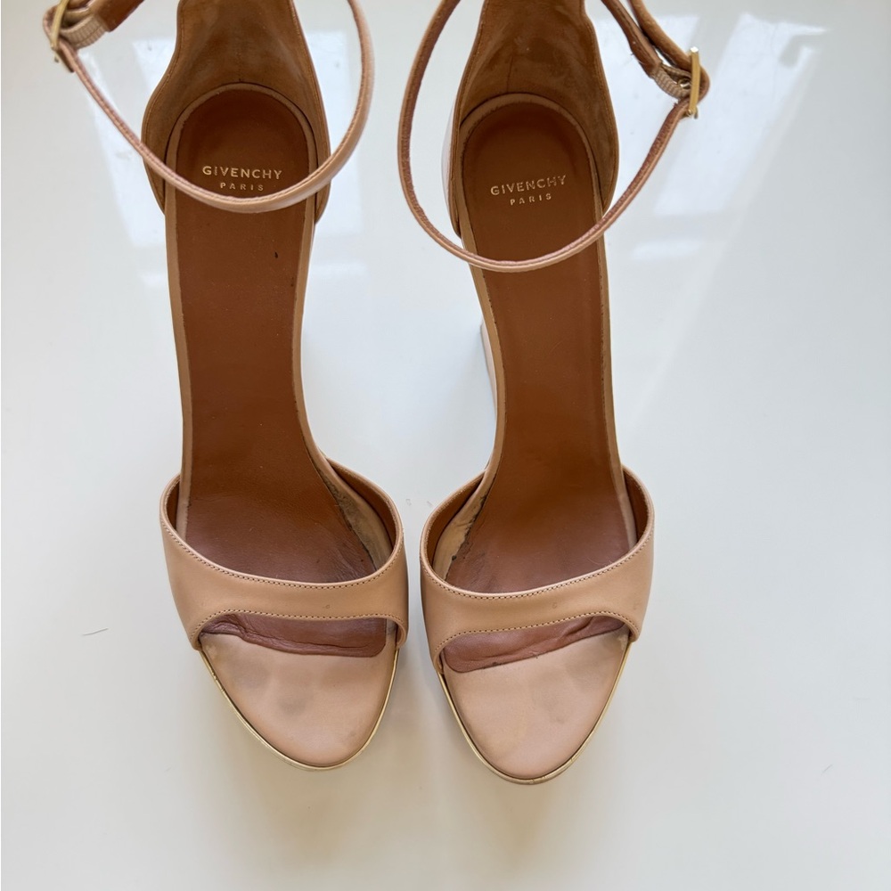 Givenchy Women's Nude Ankle Strap Heel, wedges. Great if the event is on grass.